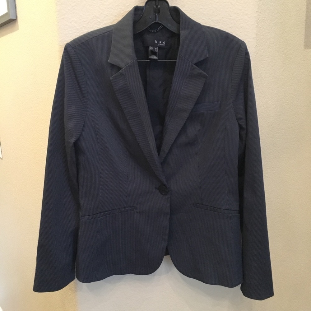 MNG By Mango Women Dark Gray Career Blazer Size 10